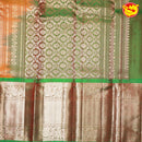 Orange and Green Checked in Tree Buttas Long Border Heirloom Pure Soft Silk Saree - Thenianantham