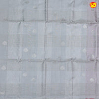 Grey with Pink Pallu Traditional Buttas in Silver Zari Soft Silk Saree