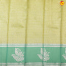 Olive Green Floral Leaf's Motifs Kubera Pattu Saree - Thenianantham