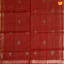 Lime Green with Brick Red Venkatagiri Pure Cotton Saree without Blouse