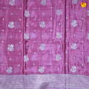 Party Pink Buttas Motifs Silver Zari Rich Pallu with Floral Border Georgette Saree - Thenianantham