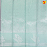 Grey with water Green Floral Motifs Kubera Pattu Saree - Thenianantham