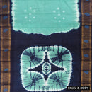 Sea Green With Navy Blue Sungudi Cotton Saree   without Blouse
