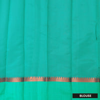 Light Yellow With Turquoise Border Silk Cotton Saree