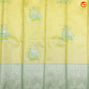 Pastel Green Flamingo Motifs Kubera Pattu Saree - Thenianantham