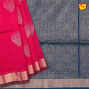 Pink With Navy blue Pure Silk Cotton Saree - Thenianantham