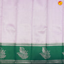 Rose Milk with Green Leaf's Border Kubera Pattu Saree - Thenianantham