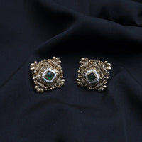 Green stone polki stud