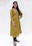 Tamira- Mustard Yellow With Floral Design  Ladies Branded Umbrella Top Readymade