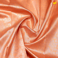 Orange with Green Floral Motifs Kubera Pattu Saree - Thenianantham