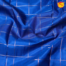 Royal Blue Checked Traditional Buttas Gold Zari Floral Border Pure Kanjivaram Soft Silk Saree - Thenianantham