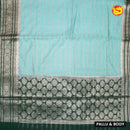 Light Sea green with Dark Green Stripes Design Semi Raw Silk Saree