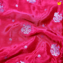 Candy Pink Buttas Silver Zari Rich Pallu with Floral Border Georgette Saree - Thenianantham