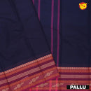 Navy Blue with Pink Pure Chettinad Cotton Saree without Blouse - Thenianantham