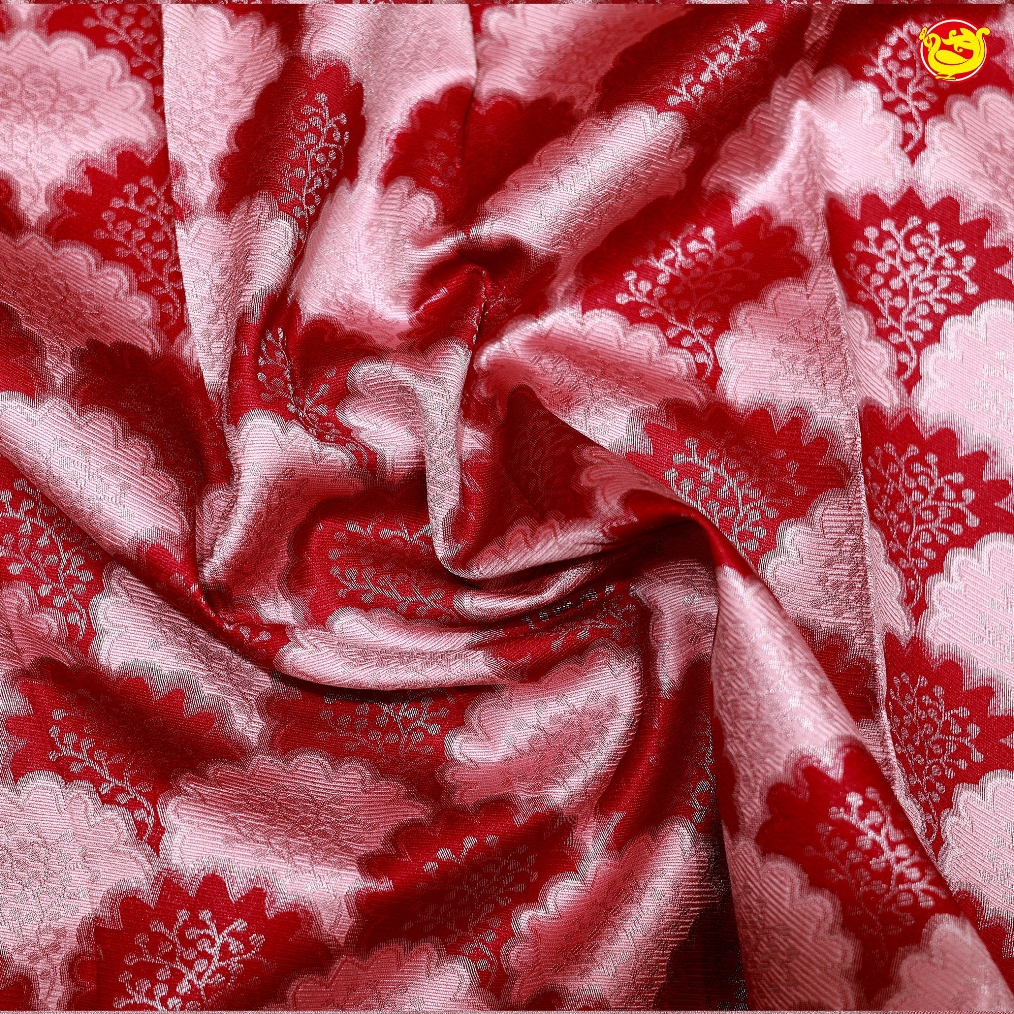 Maroon with Pink Floral Motifs Kubera Pattu Saree - Thenianantham