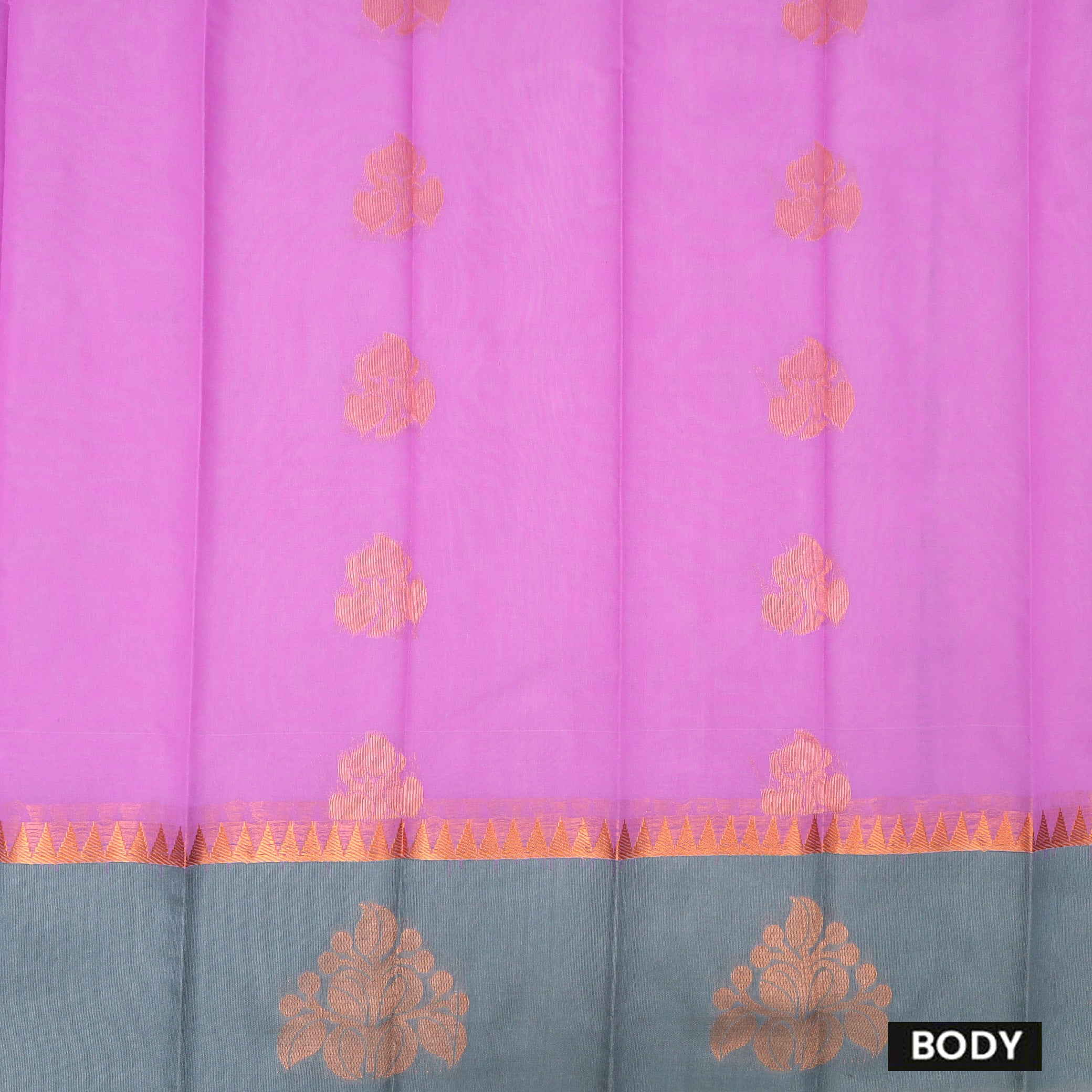 Pink  With Grey Border Silk Cotton Saree