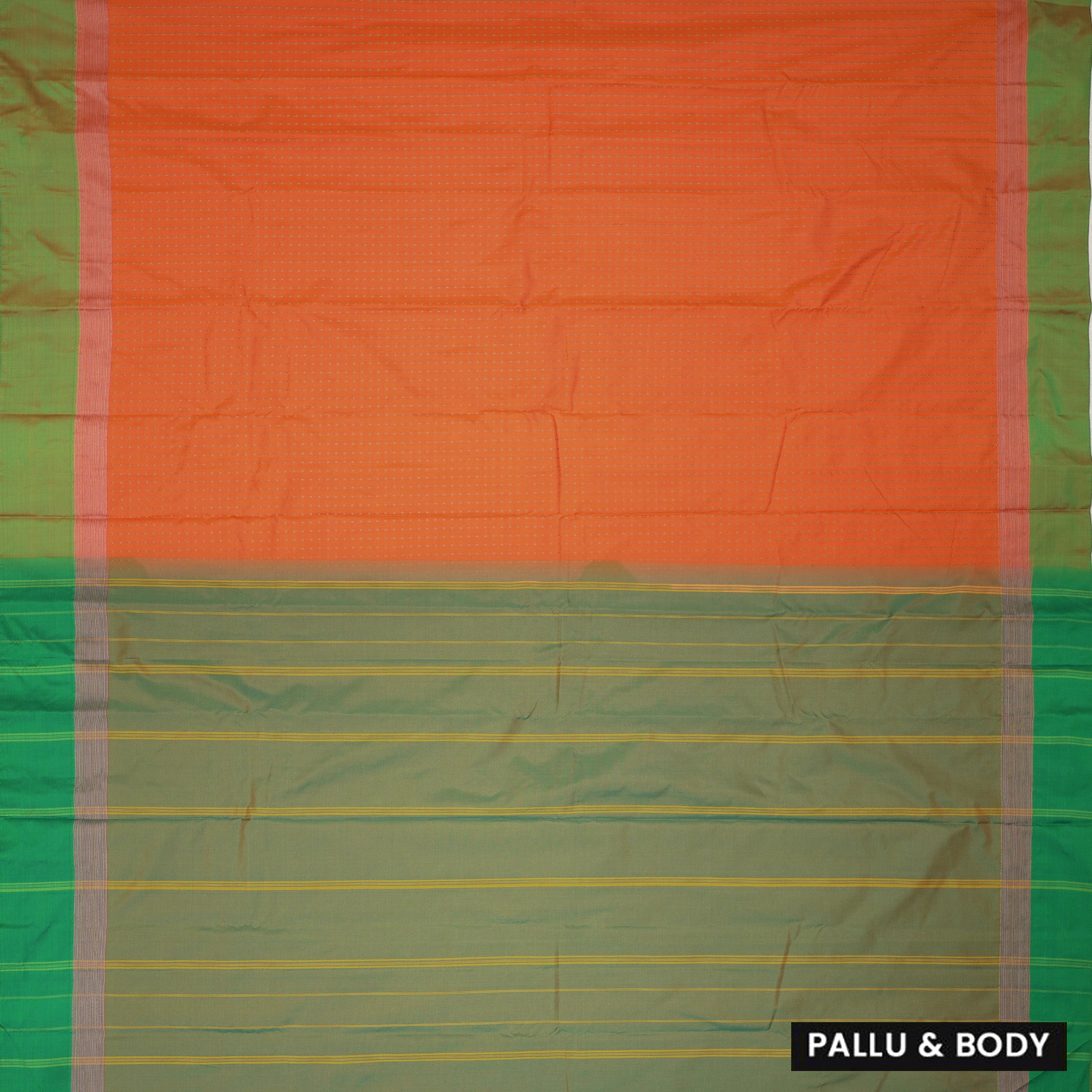 Orange With Green  Arani Silk Saree