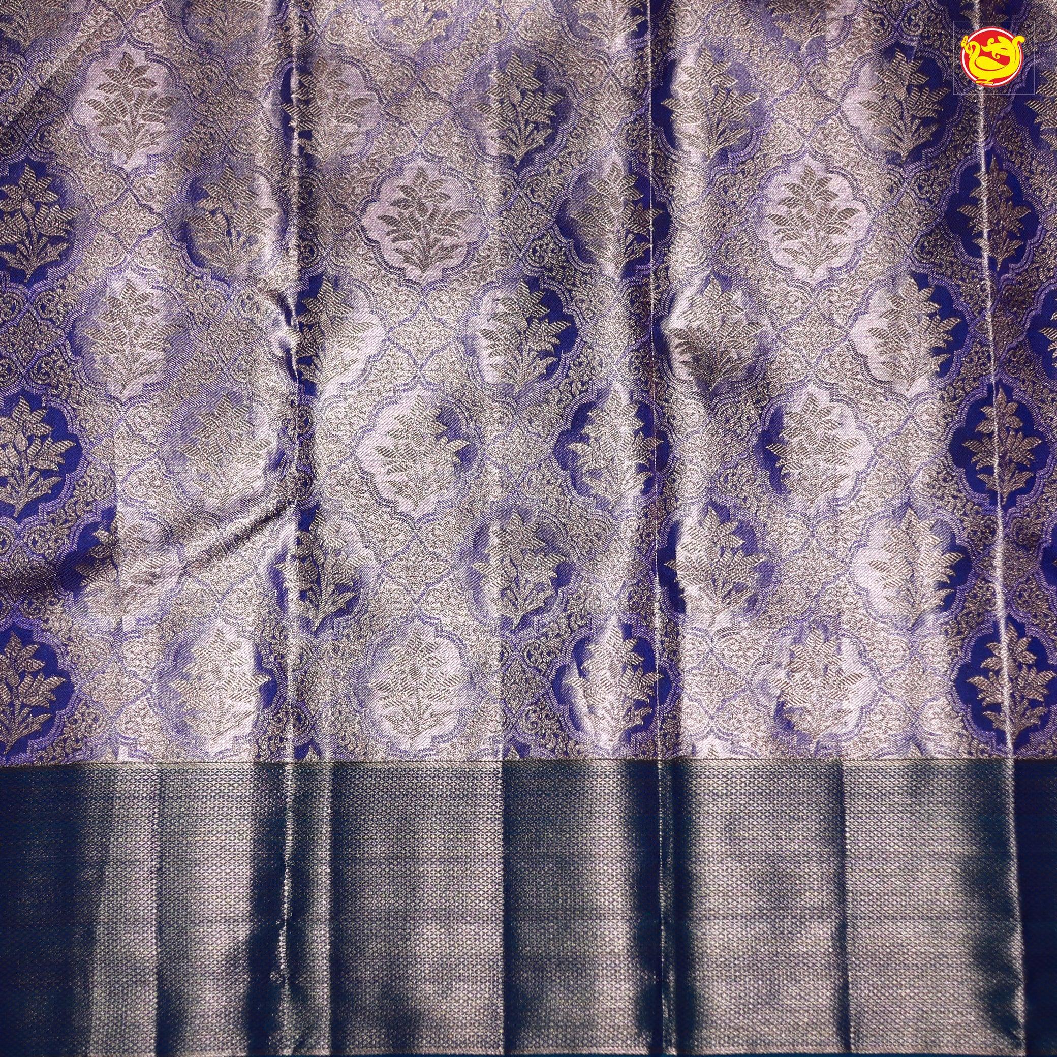 Tissue type blue pure Kanchipuram silk saree