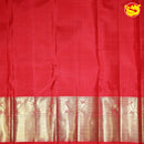 Crimson Red Jacquard Gold Zari Floral Design Long Border Pure Kanjivaram Subhalaya Wedding Silk Saree - Thenianantham