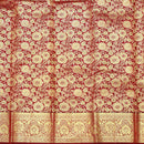 Dark Red with Gold Zari Border Wedding Silk Saree