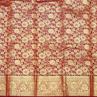 Dark Red with Gold Zari Border Wedding Silk Saree