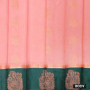 Peach  With Dark Green Silk Cotton Saree