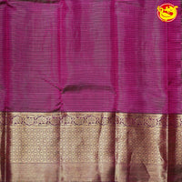 Purple Shades of Ocean Blue Double Checked Mango Motifs Gold Zari Floral Long Border Pure Kanjivaram Soft Silk Saree - Thenianantham