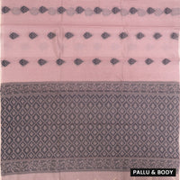 Pastel Pink With Black Zari Silk Cotton Saree