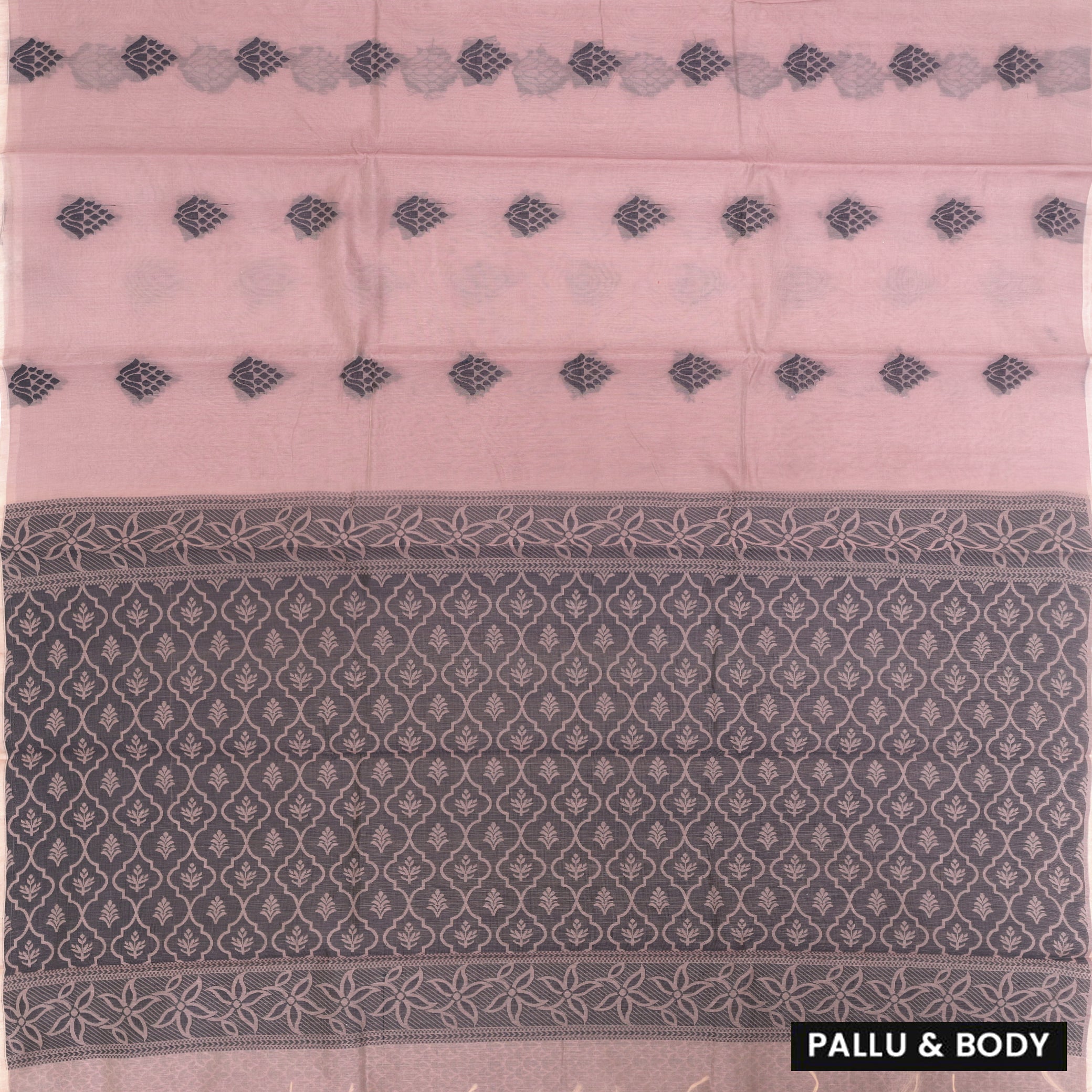 Pastel Pink With Black Zari Silk Cotton Saree