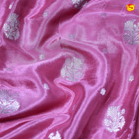 Party Pink Buttas Motifs Silver Zari Rich Pallu with Floral Border Georgette Saree - Thenianantham