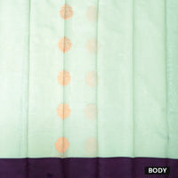 Pastel Green With  Purple Silk Cotton Saree