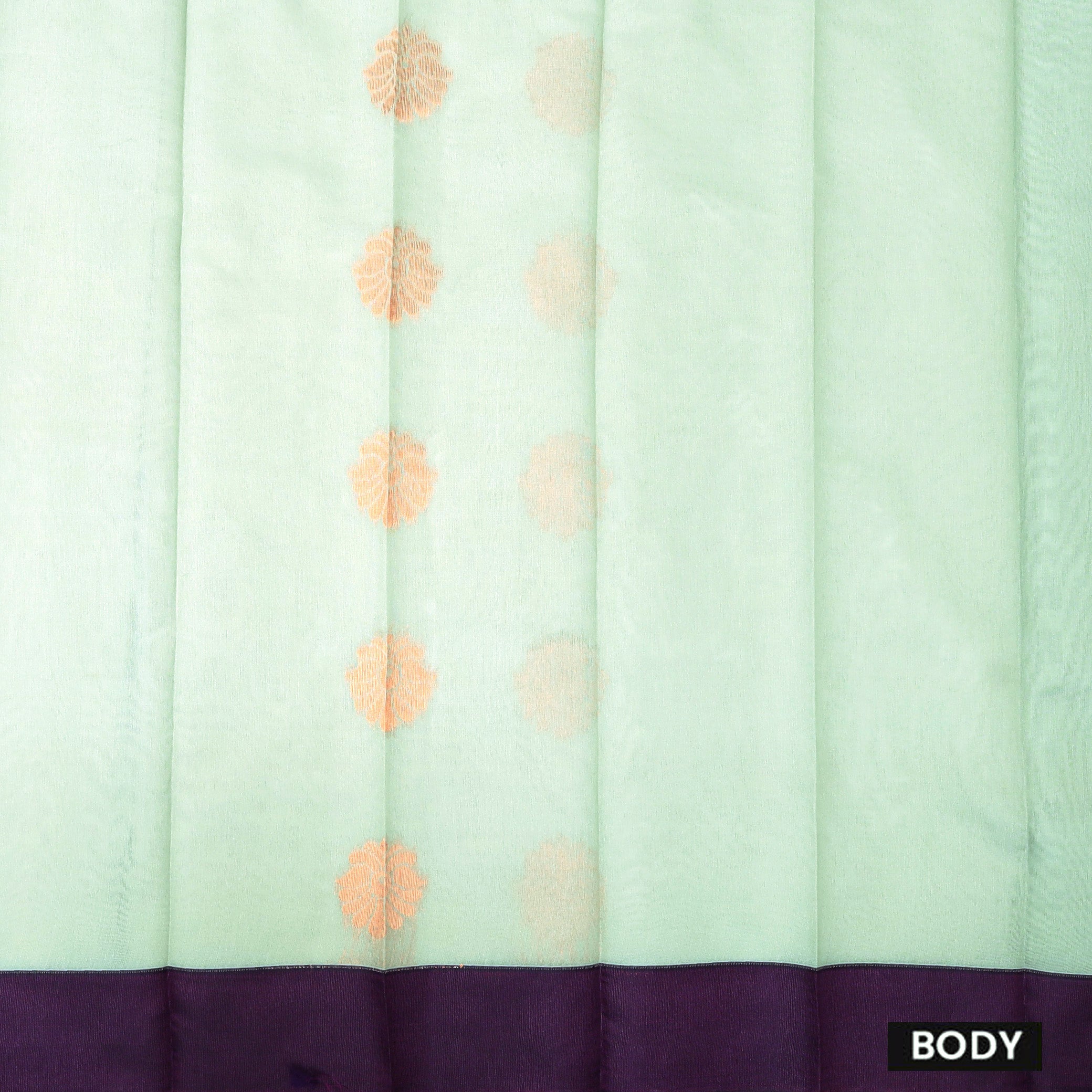 Pastel Green With  Purple Silk Cotton Saree