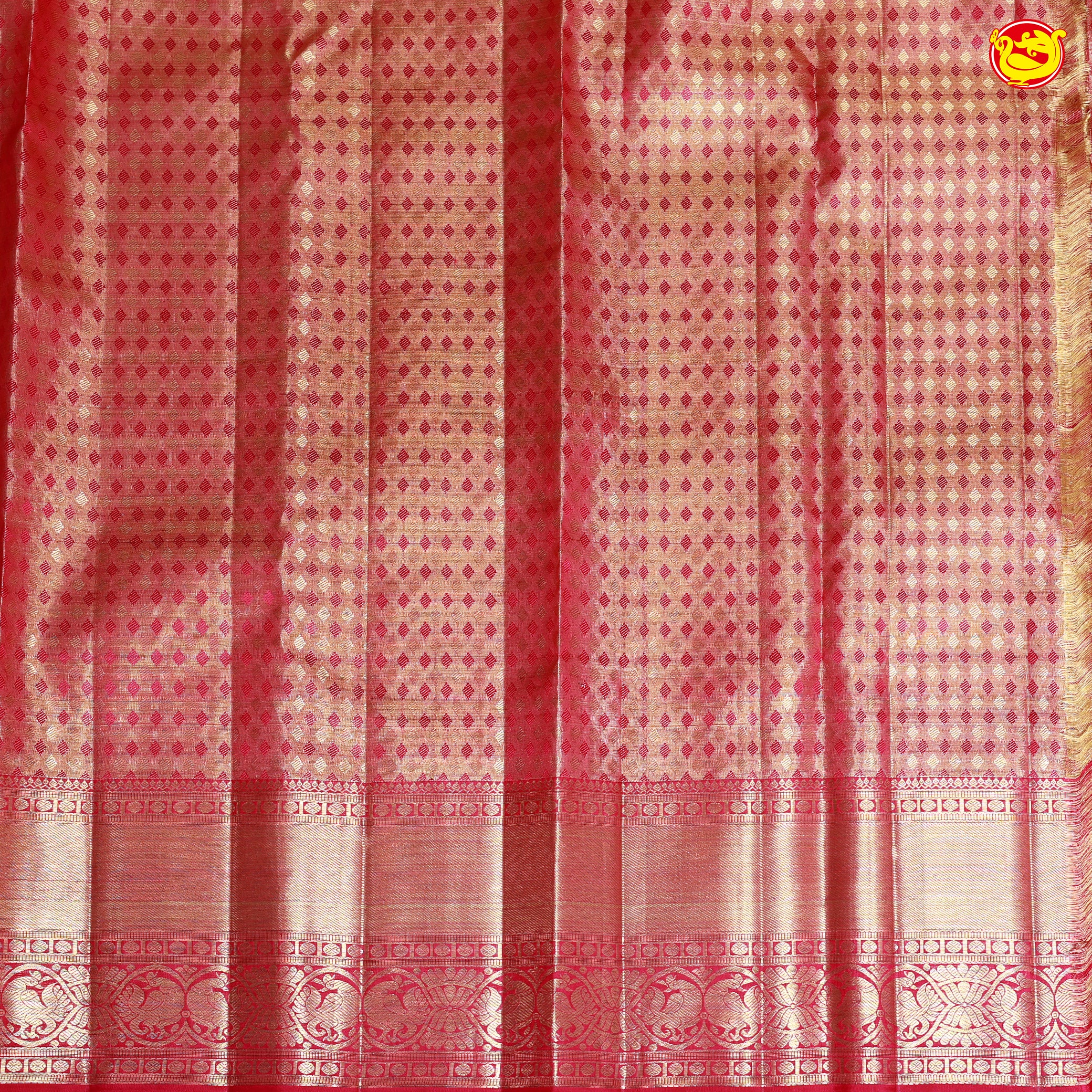 Colorfull Checked Traditional Tissue Wedding Silk Saree