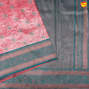 Pink with Teal Green Floral Motifs Soft Tissue Silk Saree