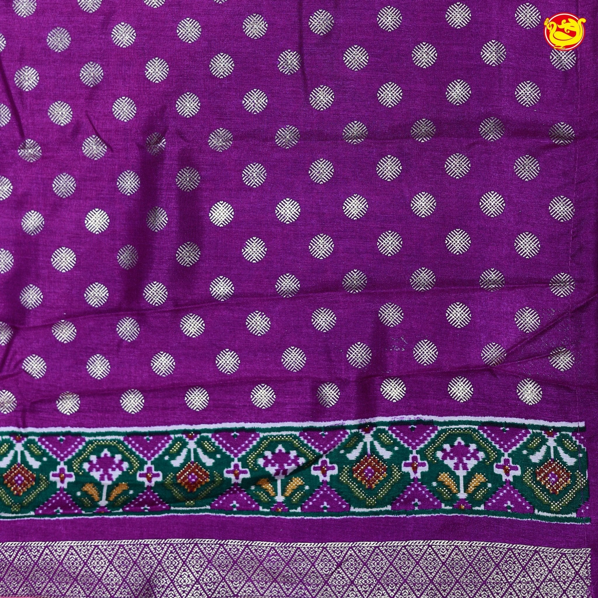 Peach Pink Buttas Motifs Zig Zag Ikat Print Woven Copper Zari Patola Silk Saree - Thenianantham