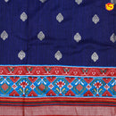 Deep Blue Buttas Motifs Zig Zag Ikat Print Woven Copper Zari Patola Silk Saree - Thenianantham