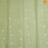 Pink with Pastel Green Floral Motifs Kubera Pattu Saree - Thenianantham