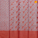 Blue and Grey with Orange Pallu Floral Design in Silver Zari Kotta Tissue Saree