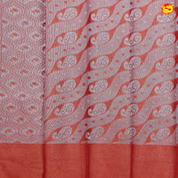Blue and Grey with Orange Pallu Floral Design in Silver Zari Kotta Tissue Saree