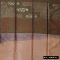 Green With Peach Soft Silk Saree