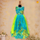 Sky Blue with Pastel Green Girls Branded Readymade Frock - Thenianantham