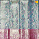 Water Blue with Pink Traditional Tissue Wedding Silk Saree