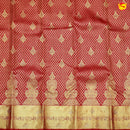 Cherry Red with Golden Stone Work Gold Zari Border Wedding Silk Saree