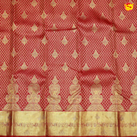 Cherry Red with Golden Stone Work Gold Zari Border Wedding Silk Saree