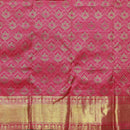 Hot Pink Traditional Buttas Gold Zari Floral Border Kanjivaram Wedding Silk Saree - Thenianantham