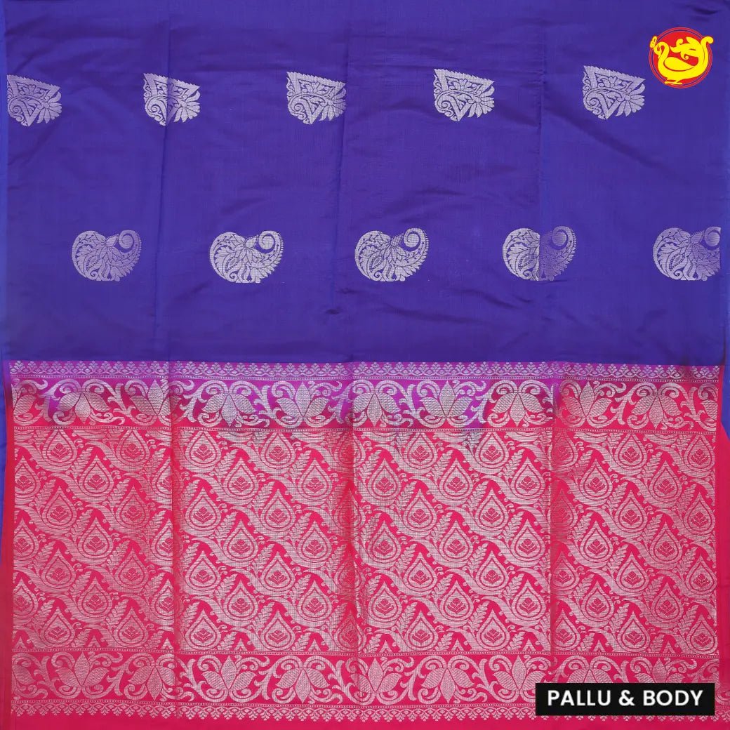 Dark Blue with Pink Soft Silk Saree - Thenianantham