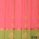 Rose Pink  With Green Border Silk Cotton Saree