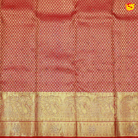 Tomato Red with Golden Stone Work Gold Zari Border Wedding Silk Saree