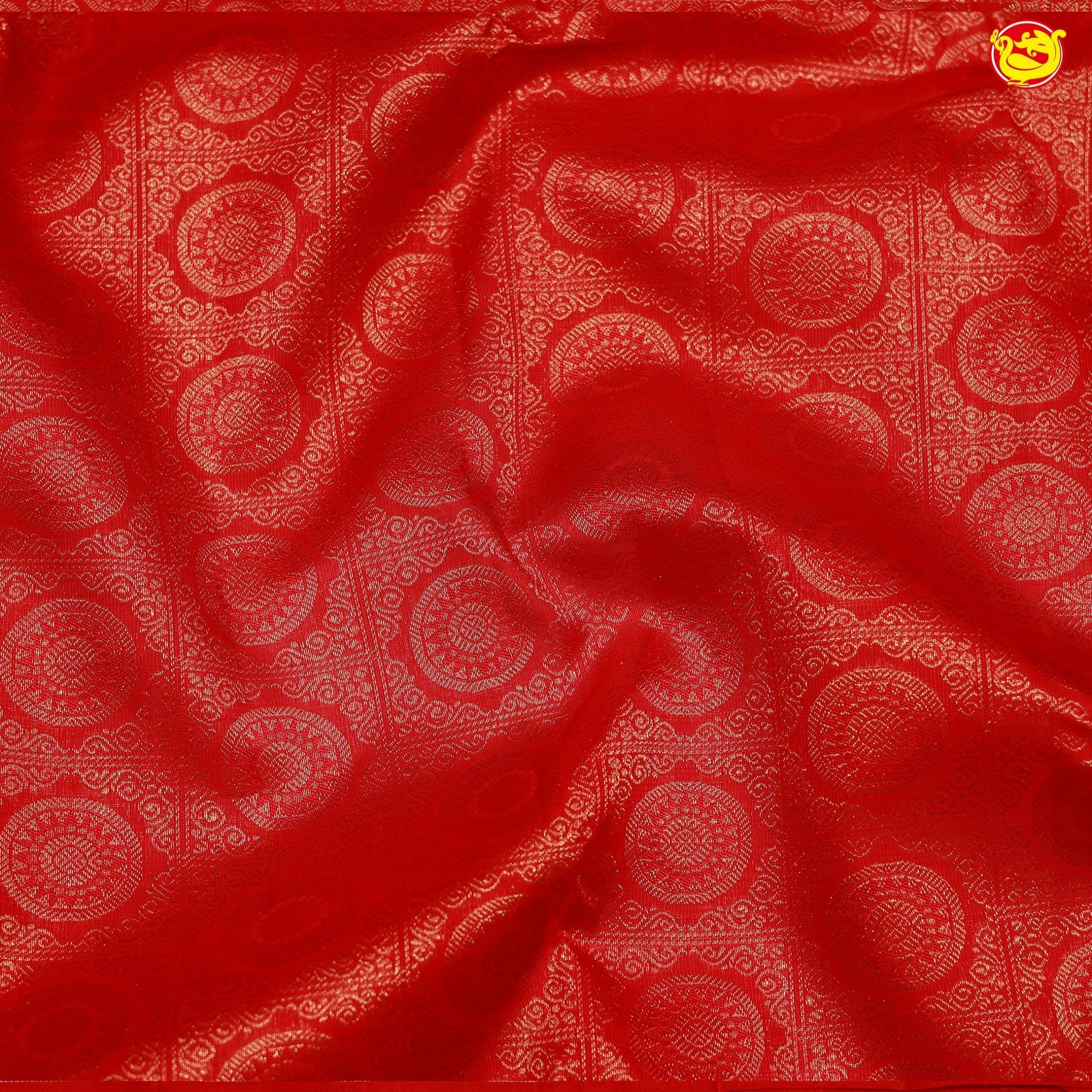 Red Circle Floral Tissue Wedding Silk Saree - Thenianantham