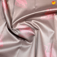 Grey with Peach Flamingo motifs Kubera Pattu Saree - Thenianantham